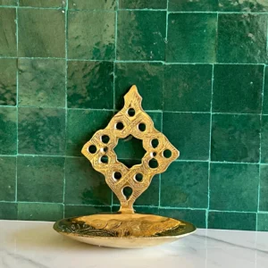 Wandmontierte Seifenschale aus Messing – Antikes, unlackiertes Badaccessoire